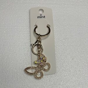 Mint Gold Butterfly Crystal Keychain with Sparkling Accent
